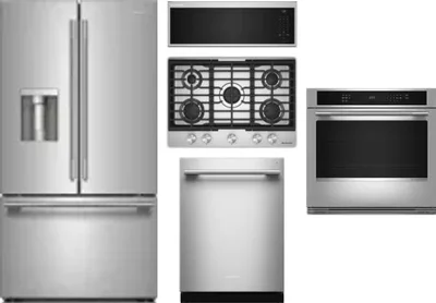 5 Piece Package Includes Refrigerator, Cooktop, Wall Oven, Microwave And Dishwasher