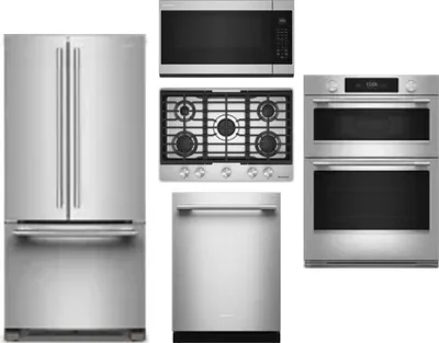 5 Piece Package Includes Refrigerator, Cooktop, Wall Oven, Microwave And Dishwasher