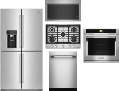 5 Piece Package Includes Refrigerator, Cooktop, Wall Oven, Microwave And Dishwasher