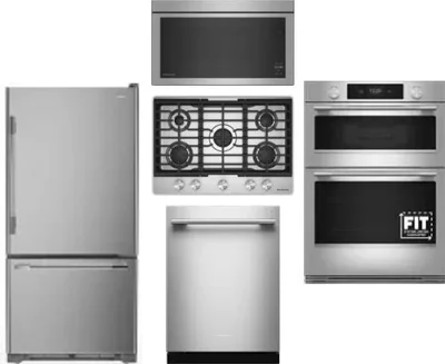 5 Piece Package Includes Refrigerator, Cooktop, Wall Oven, Microwave And Dishwasher