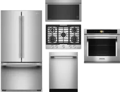 5 Piece Package Includes Refrigerator, Cooktop, Wall Oven, Microwave And Dishwasher