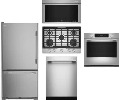 5 Piece Package Includes Refrigerator, Cooktop, Wall Oven, Microwave And Dishwasher