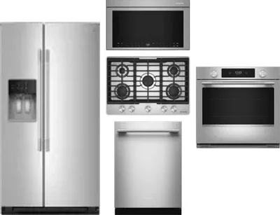 5 Piece Package Includes Refrigerator, Cooktop, Wall Oven, Microwave And Dishwasher