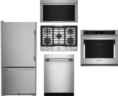 5 Piece Package Includes Refrigerator, Cooktop, Wall Oven, Microwave And Dishwasher