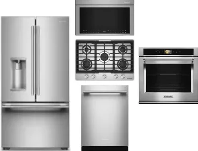 5 Piece Package Includes Refrigerator, Cooktop, Wall Oven, Microwave And Dishwasher