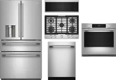 5 Piece Package Includes Refrigerator, Cooktop, Wall Oven, Microwave And Dishwasher