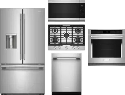 5 Piece Package Includes Refrigerator, Cooktop, Wall Oven, Microwave And Dishwasher