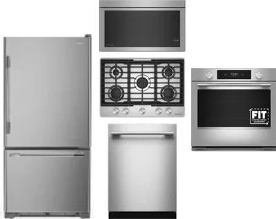 5 Piece Package Includes Refrigerator, Cooktop, Wall Oven, Microwave And Dishwasher