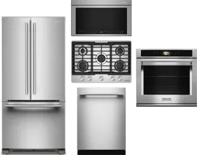5 Piece Package Includes Refrigerator, Cooktop, Wall Oven, Microwave And Dishwasher