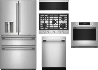 5 Piece Package Includes Refrigerator, Cooktop, Wall Oven, Microwave And Dishwasher