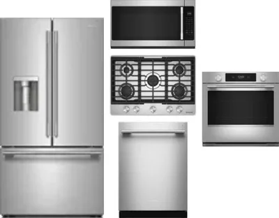 5 Piece Package Includes Refrigerator, Cooktop, Wall Oven, Microwave And Dishwasher