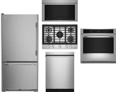 5 Piece Package Includes Refrigerator, Cooktop, Wall Oven, Microwave And Dishwasher