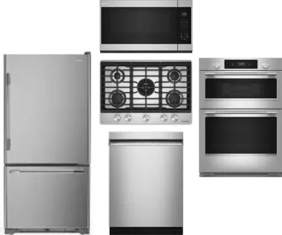5 Piece Package Includes Refrigerator, Cooktop, Wall Oven, Microwave And Dishwasher