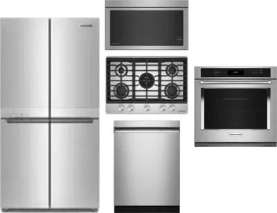 5 Piece Package Includes Refrigerator, Cooktop, Wall Oven, Microwave And Dishwasher