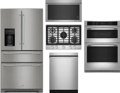 5 Piece Package Includes Refrigerator, Cooktop, Wall Oven, Microwave And Dishwasher