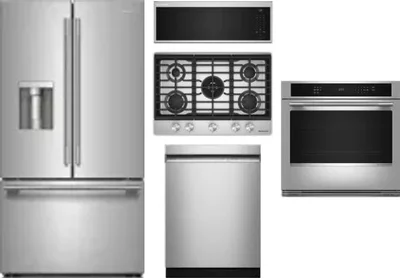 5 Piece Package Includes Refrigerator, Cooktop, Wall Oven, Microwave And Dishwasher