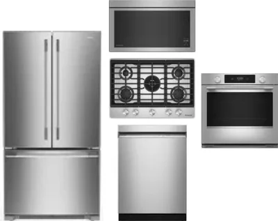 5 Piece Package Includes Refrigerator, Cooktop, Wall Oven, Microwave And Dishwasher