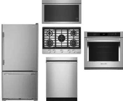 5 Piece Package Includes Refrigerator, Cooktop, Wall Oven, Microwave And Dishwasher