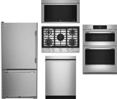 5 Piece Package Includes Refrigerator, Cooktop, Wall Oven, Microwave And Dishwasher