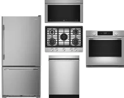 5 Piece Package Includes Refrigerator, Cooktop, Wall Oven, Microwave And Dishwasher