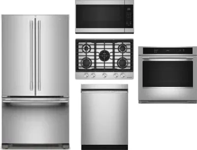 5 Piece Package Includes Refrigerator, Cooktop, Wall Oven, Microwave And Dishwasher