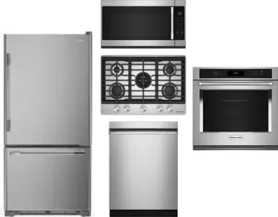 5 Piece Package Includes Refrigerator, Cooktop, Wall Oven, Microwave And Dishwasher