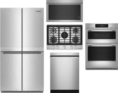 5 Piece Package Includes Refrigerator, Cooktop, Wall Oven, Microwave And Dishwasher