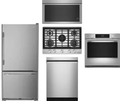 5 Piece Package Includes Refrigerator, Cooktop, Wall Oven, Microwave And Dishwasher
