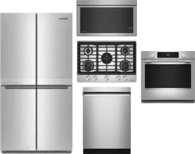 5 Piece Package Includes Refrigerator, Cooktop, Wall Oven, Microwave And Dishwasher