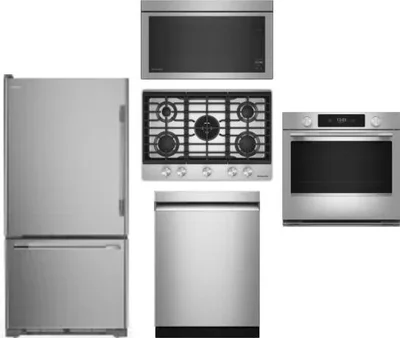 5 Piece Package Includes Refrigerator, Cooktop, Wall Oven, Microwave And Dishwasher