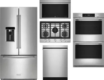5 Piece Package Includes Refrigerator, Cooktop, Wall Oven, Microwave And Dishwasher