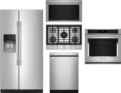 5 Piece Package Includes Refrigerator, Cooktop, Wall Oven, Microwave And Dishwasher