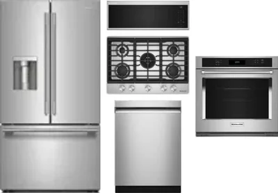 5 Piece Package Includes Refrigerator, Cooktop, Wall Oven, Microwave And Dishwasher
