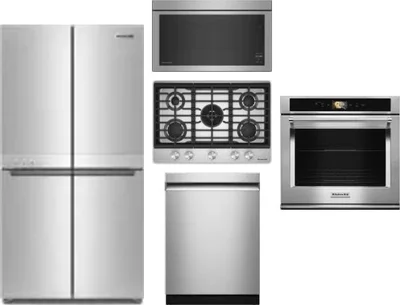 5 Piece Package Includes Refrigerator, Cooktop, Wall Oven, Microwave And Dishwasher