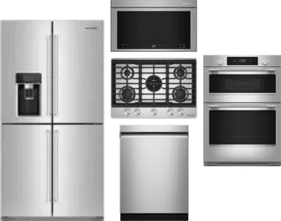 5 Piece Package Includes Refrigerator, Cooktop, Wall Oven, Microwave And Dishwasher