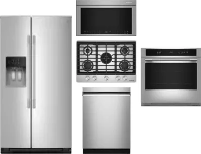 5 Piece Package Includes Refrigerator, Cooktop, Wall Oven, Microwave And Dishwasher