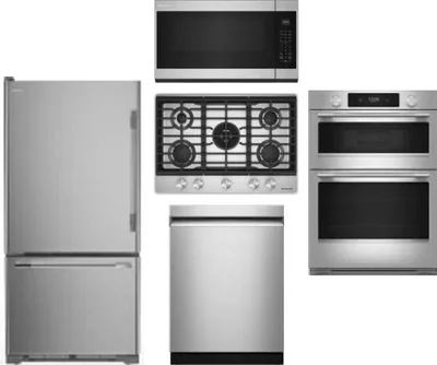 5 Piece Package Includes Refrigerator, Cooktop, Wall Oven, Microwave And Dishwasher