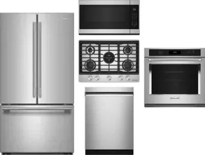 5 Piece Package Includes Refrigerator, Cooktop, Wall Oven, Microwave And Dishwasher