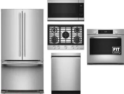 5 Piece Package Includes Refrigerator, Cooktop, Wall Oven, Microwave And Dishwasher