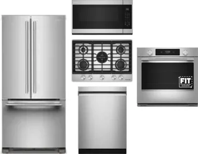 5 Piece Package Includes Refrigerator, Cooktop, Wall Oven, Microwave And Dishwasher