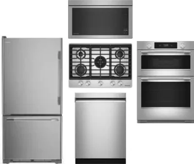 5 Piece Package Includes Refrigerator, Cooktop, Wall Oven, Microwave And Dishwasher