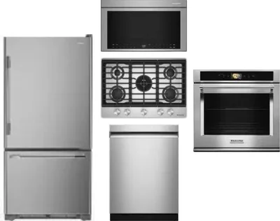 5 Piece Package Includes Refrigerator, Cooktop, Wall Oven, Microwave And Dishwasher
