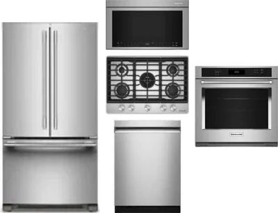 5 Piece Package Includes Refrigerator, Cooktop, Wall Oven, Microwave And Dishwasher
