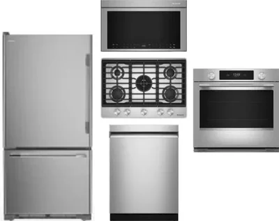5 Piece Package Includes Refrigerator, Cooktop, Wall Oven, Microwave And Dishwasher