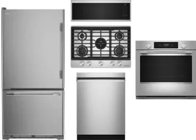 5 Piece Package Includes Refrigerator, Cooktop, Wall Oven, Microwave And Dishwasher