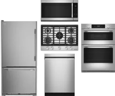 5 Piece Package Includes Refrigerator, Cooktop, Wall Oven, Microwave And Dishwasher