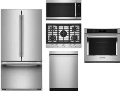 5 Piece Package Includes Refrigerator, Cooktop, Wall Oven, Microwave And Dishwasher