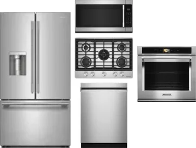 5 Piece Package Includes Refrigerator, Cooktop, Wall Oven, Microwave And Dishwasher