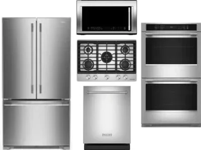 5 Piece Package Includes Refrigerator, Cooktop, Wall Oven, Microwave And Dishwasher