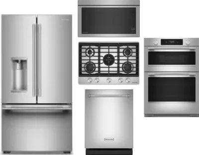 5 Piece Package Includes Refrigerator, Cooktop, Wall Oven, Microwave And Dishwasher